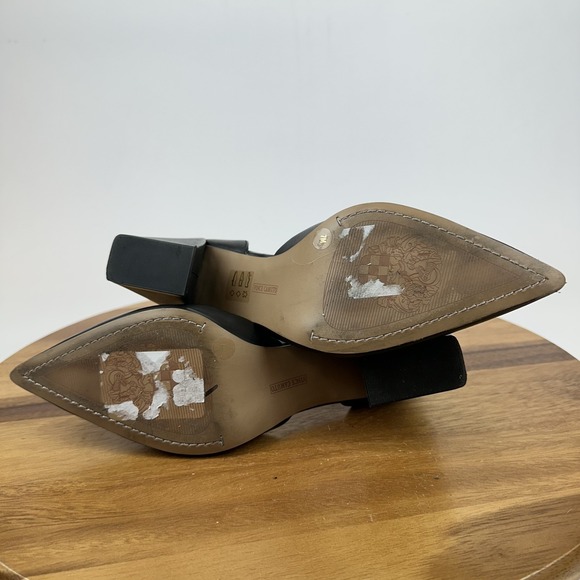 Womens Vince Camuto Sorenn Black Leather Ankle Strap d'Orsay Pumps Size 7 M GUC - Picture 7 of 8